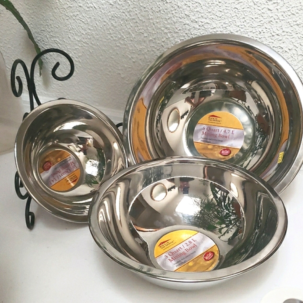 Set Of 3 Havyweight Stailness Steel Profesional Mixing Bowls